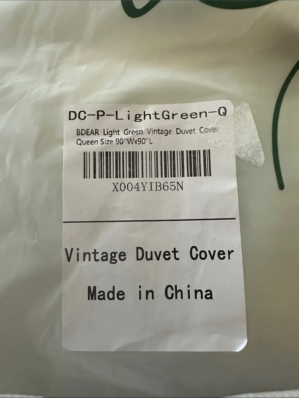 Vintage light Green Cotton duvet cover Set